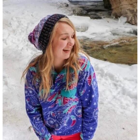 PATAGONIA SYNCHILLA Snap-T Fleece Pullover Harvest Moon Owl Blue Purple {3E29} - Picture 1 of 6